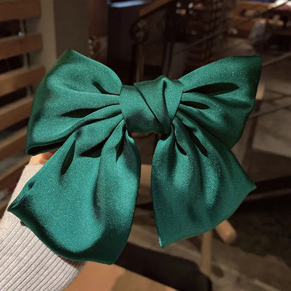 Big Red Bow Hair Accessory - Spring Korean Satin Rubber Bow - Christmas Accessory