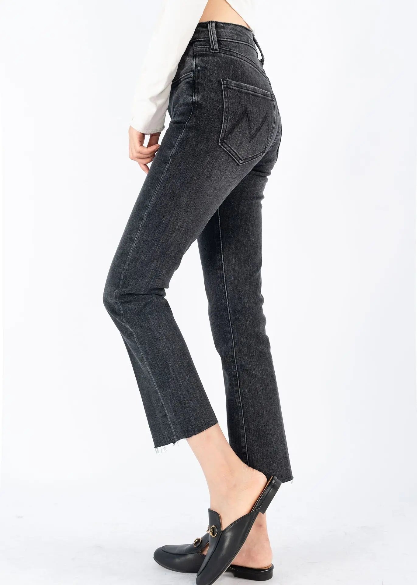 Amy Fashion - 2024 Brand M New Autumn and Winter Straight Slim Ninth Smoke Gray Fitting Jean