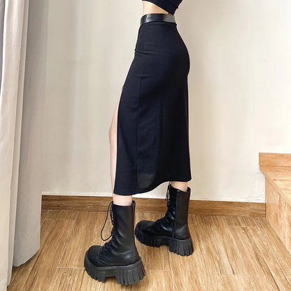 Bodycon Long Women Slim New Sexy Skirt Black Summer Split Charm 2024 Irregular Party