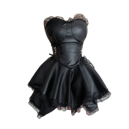 Dress Sweet Punk French Dress Gothic Y2K Slim Wrap Sexy Mini Chest Black Fit Luxury Party Girls Summer