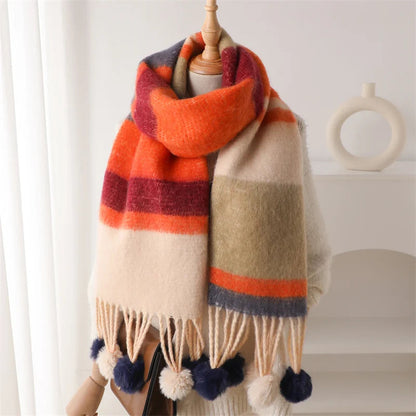 2024 Winter Multicolor Cashmere Loop Yarn Pashmina Scarf