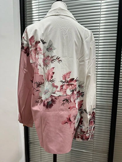 Fashion Spring Autumn Casual Loose Pink Long Sleeve Blouse