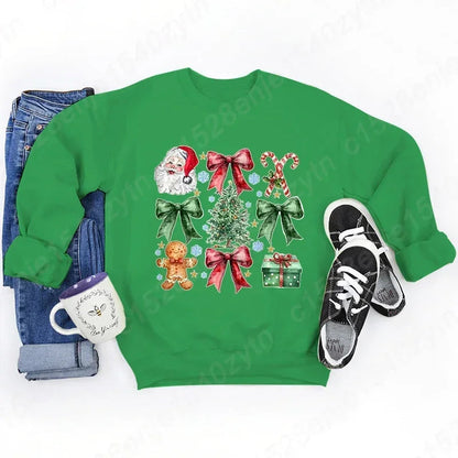 Christmas Hoodie with Bow Print