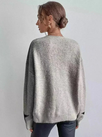 Knitted Loose Casual O-neck Star Thick Elegant Winter Sweater