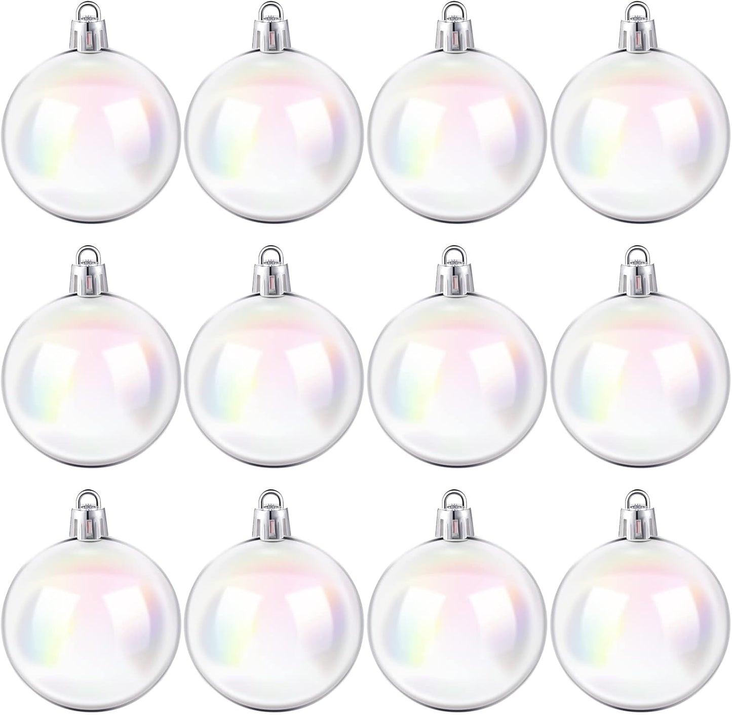 Iridescent Plastic Clear Bubble Hanging Ornaments - 24 Pcs, 1.57 Inch