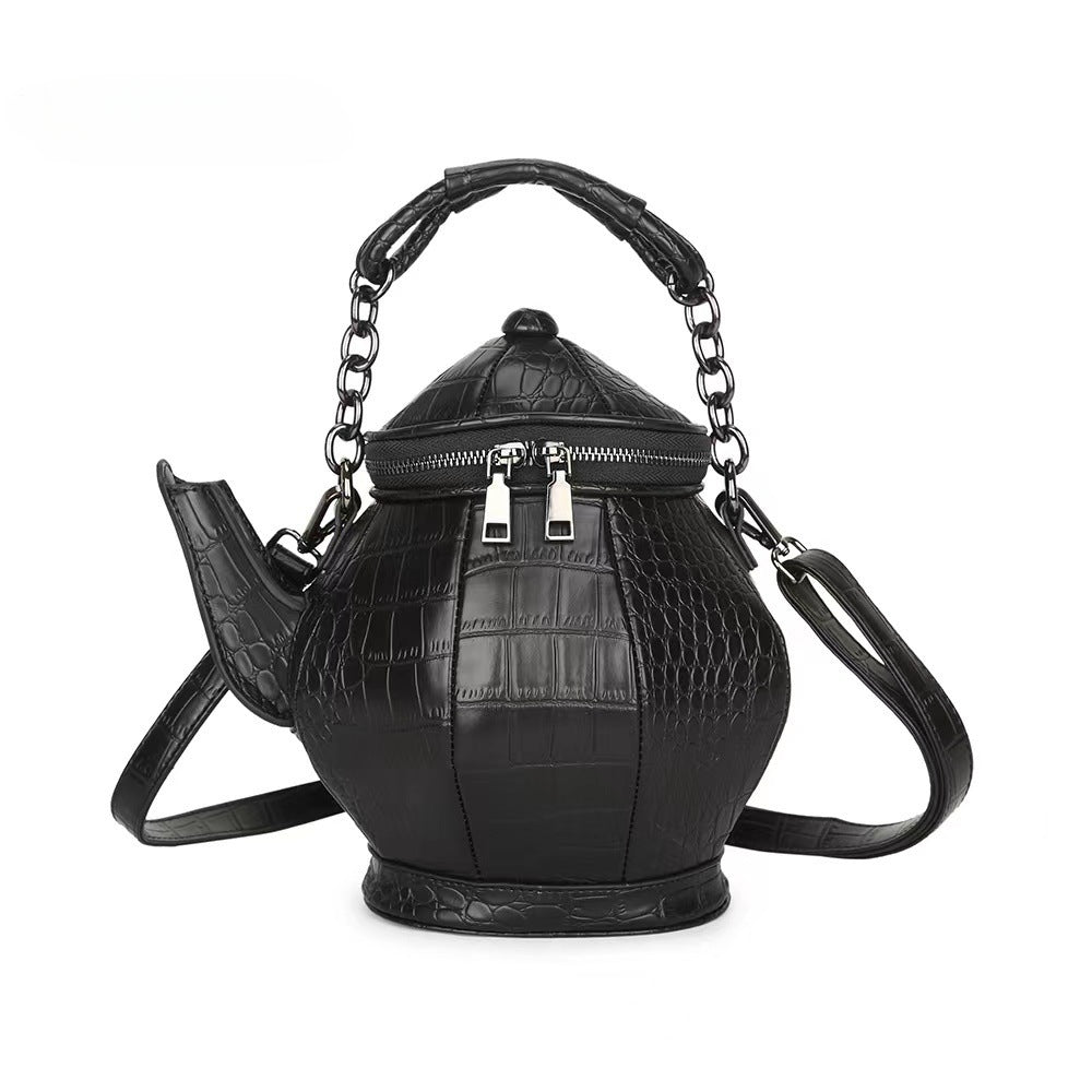 Shaped Fashion Bag Funny Gothic Stone Personalized Teapot Pattern Leather