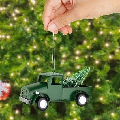 Metal Pickup Truck Christmas Tree Ornaments - Set of 3