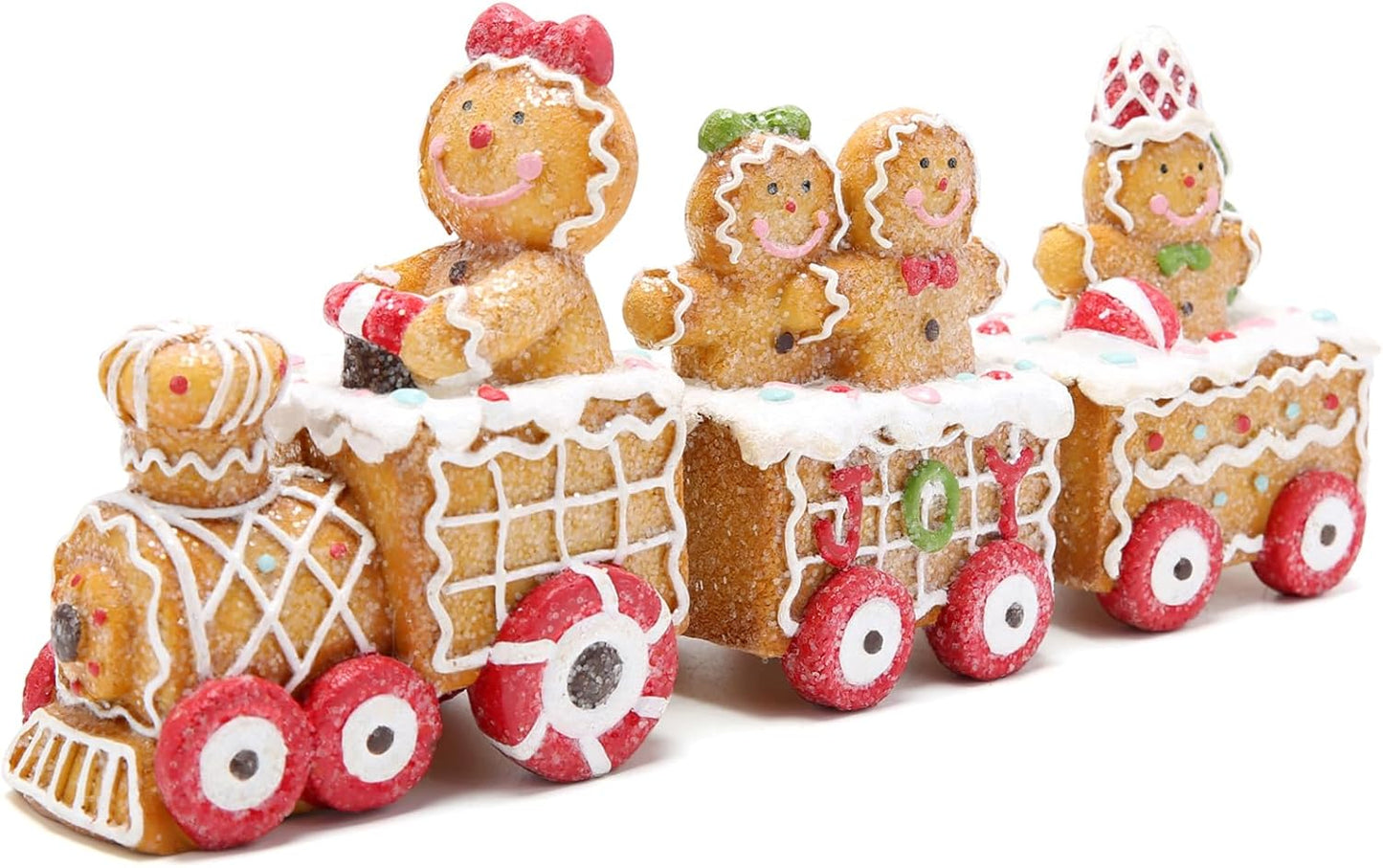 Gingerbread Man Train Figurines - Festive Indoor Decor for Table Centerpiece and Fireplace