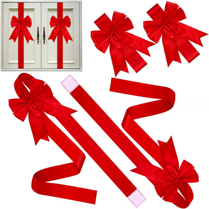 Christmas Cabinet Festive Door Ribbons - Red