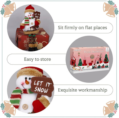 Christmas Sitting Santa Snowman Reindeer Doll Long Legs Ornament Set - Pack of 3