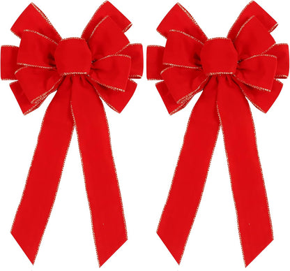 Christmas Bow Outdoor Decorations - Set of 2