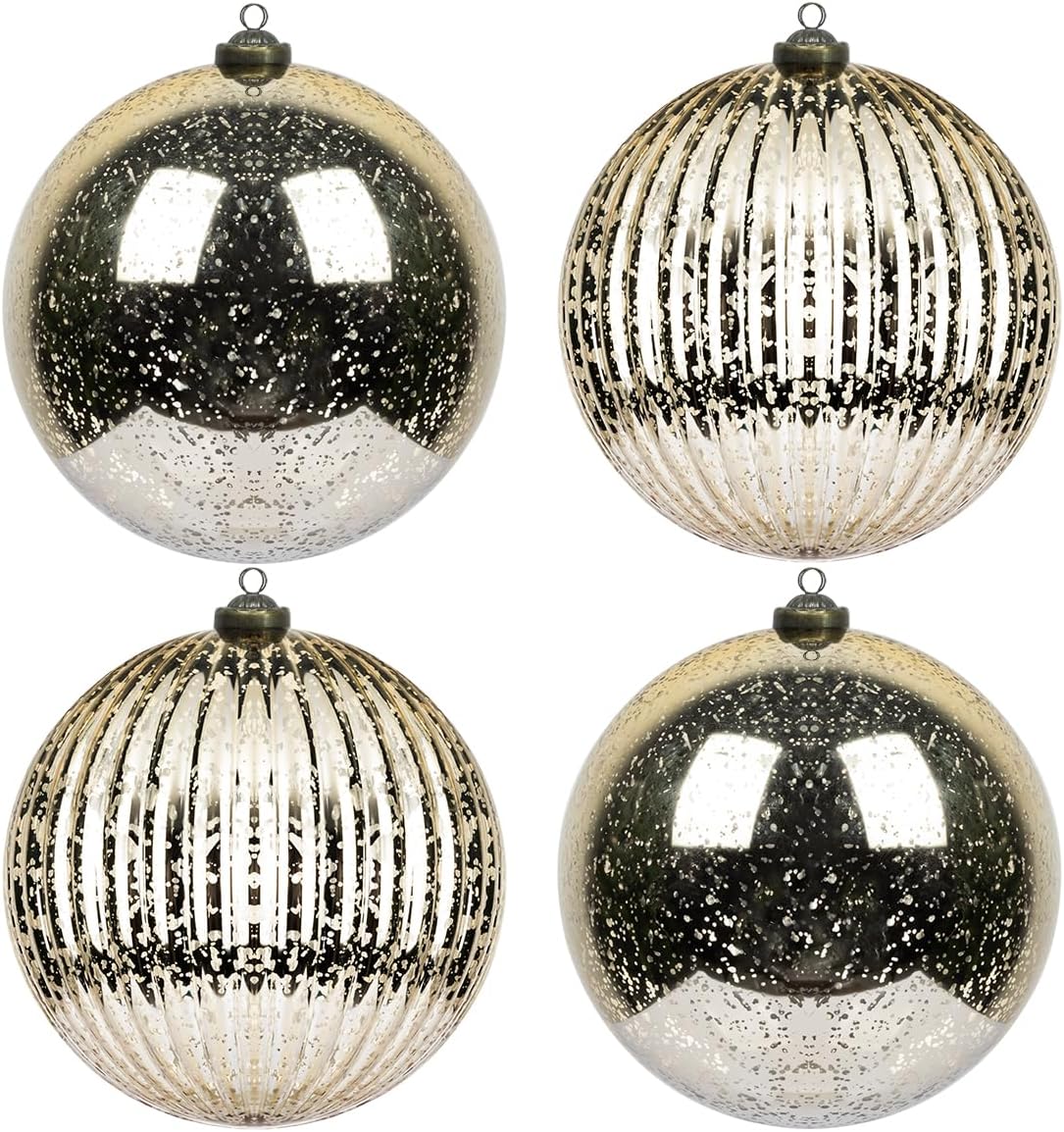 Red Christmas Ball Ornaments - Set of 4 - Shatterproof Vintage Mercury Balls