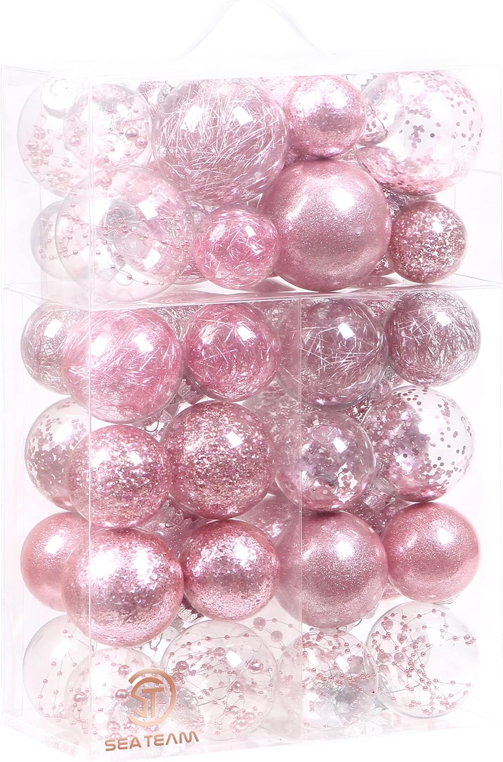 24 Count Shatterproof Clear Plastic Christmas Ball Ornaments with Gold Decorations