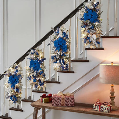 Gold Cordless Prelit Christmas Swag for Staircase - 24"