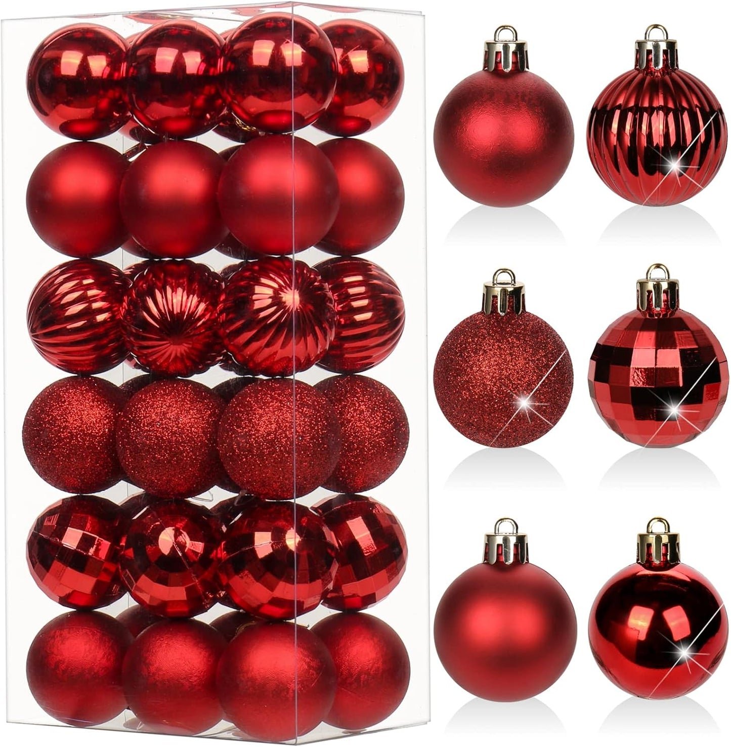 Shatterproof Gold Christmas Ball Ornaments - Set of 30