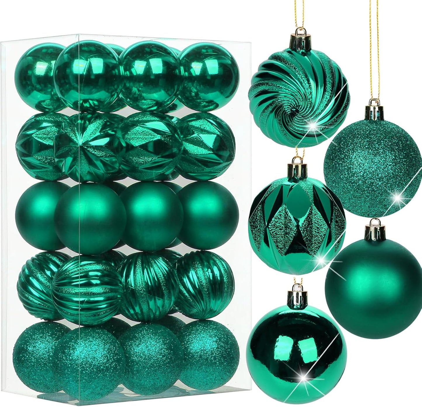 Shatterproof Gold Christmas Ball Ornaments - Set of 30