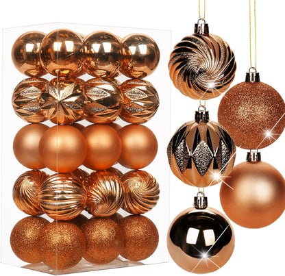 Shatterproof Gold Christmas Ball Ornaments - Set of 30