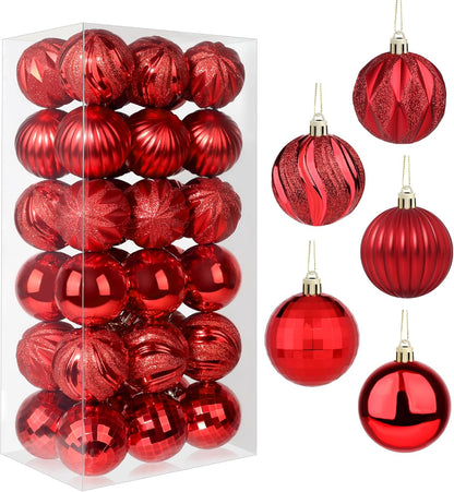 Christmas Ball Ornaments - 36 PCS - Shatterproof - Red, Green, Gold - Holiday Wedding Party Decoration