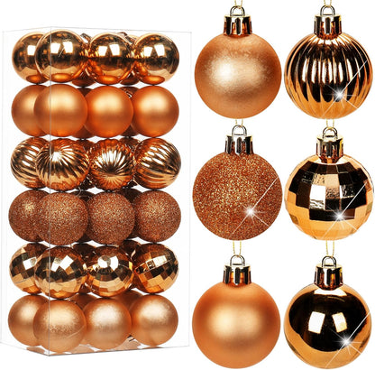 Shatterproof Gold Christmas Ball Ornaments - Set of 30