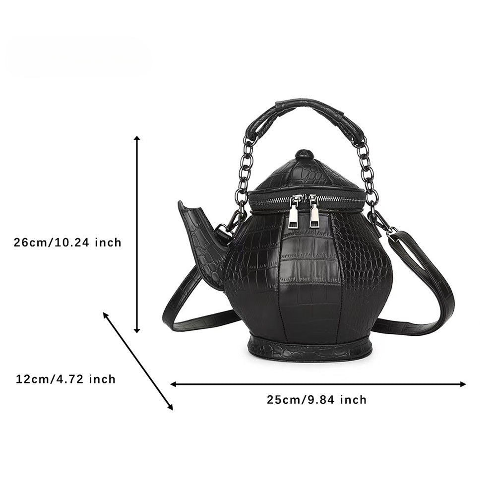 Shaped Fashion Bag Funny Gothic Stone Personalized Teapot Pattern Leather