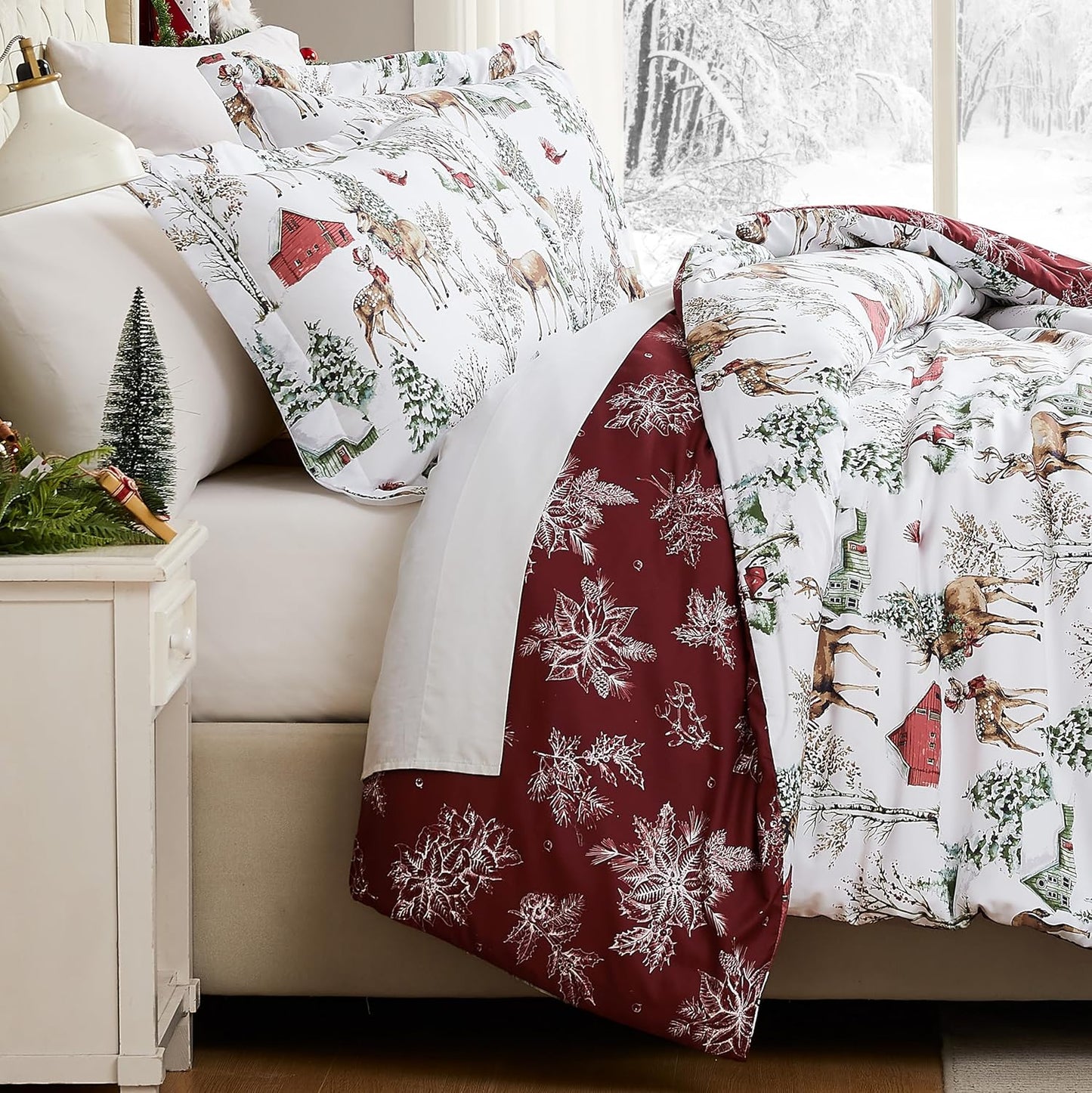 Farmhouse Christmas Print Duvet Cover/Comforter Set - Queen Size