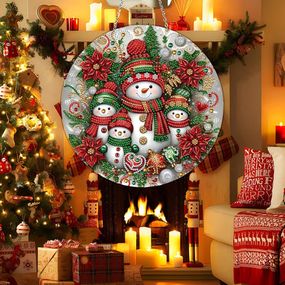 Christmas Diamond Art Painting Wreath Kit - Snowman