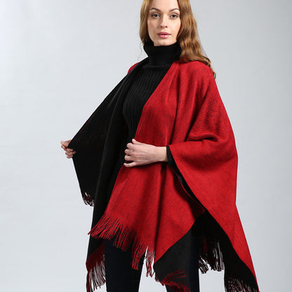 Double-Sided Fashion New Split Trendy Warm Cozy Cape Scarf