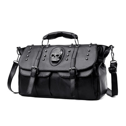 Capacity Style Leather Luxury Skull PU Punk Bag Crossbody Large