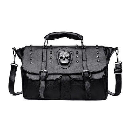 Capacity Style Leather Luxury Skull PU Punk Bag Crossbody Large