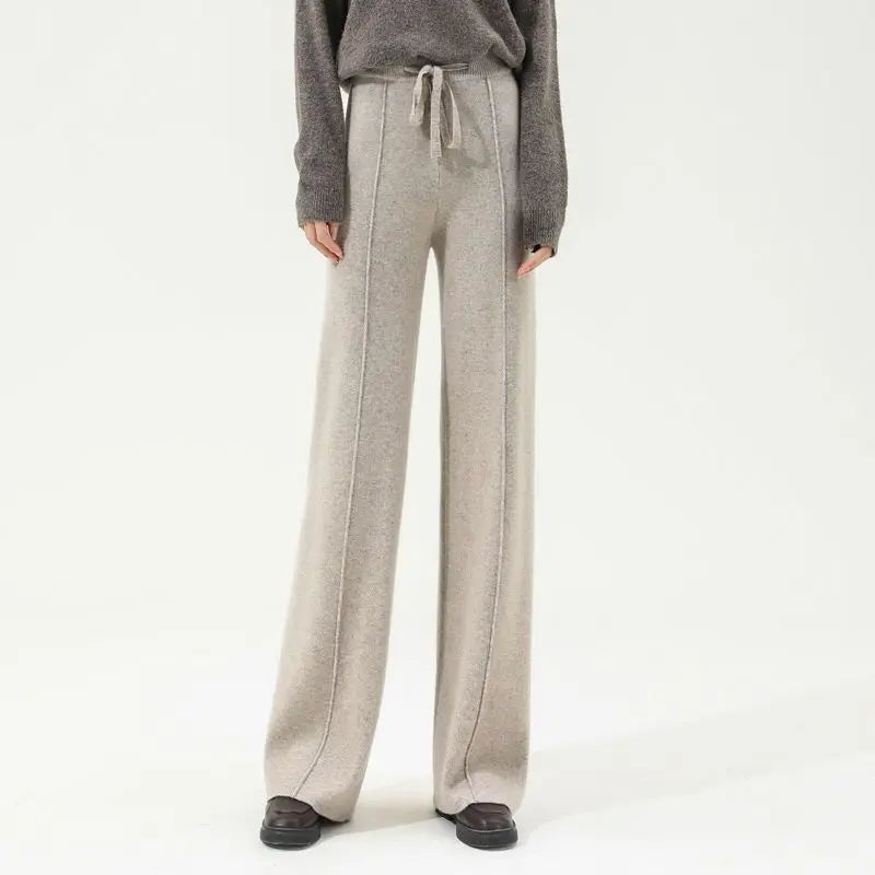 All-Match Solid Wide Leg High Waist Casual Thick Pants