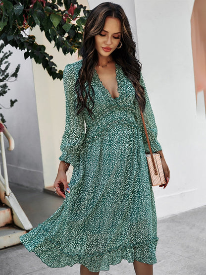 Amy Fashion - Casual Butterfly Sleeve High Waist Chiffon Chic Dress