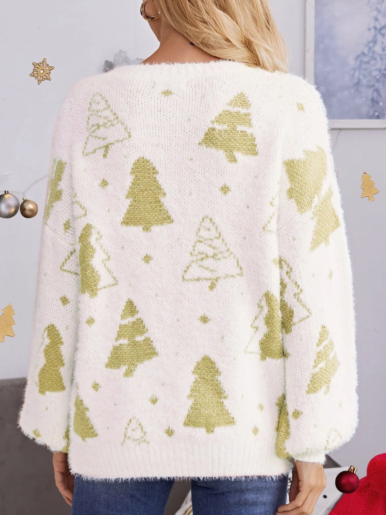 Christmas Tree Design Loose Lazy Wind Sweater