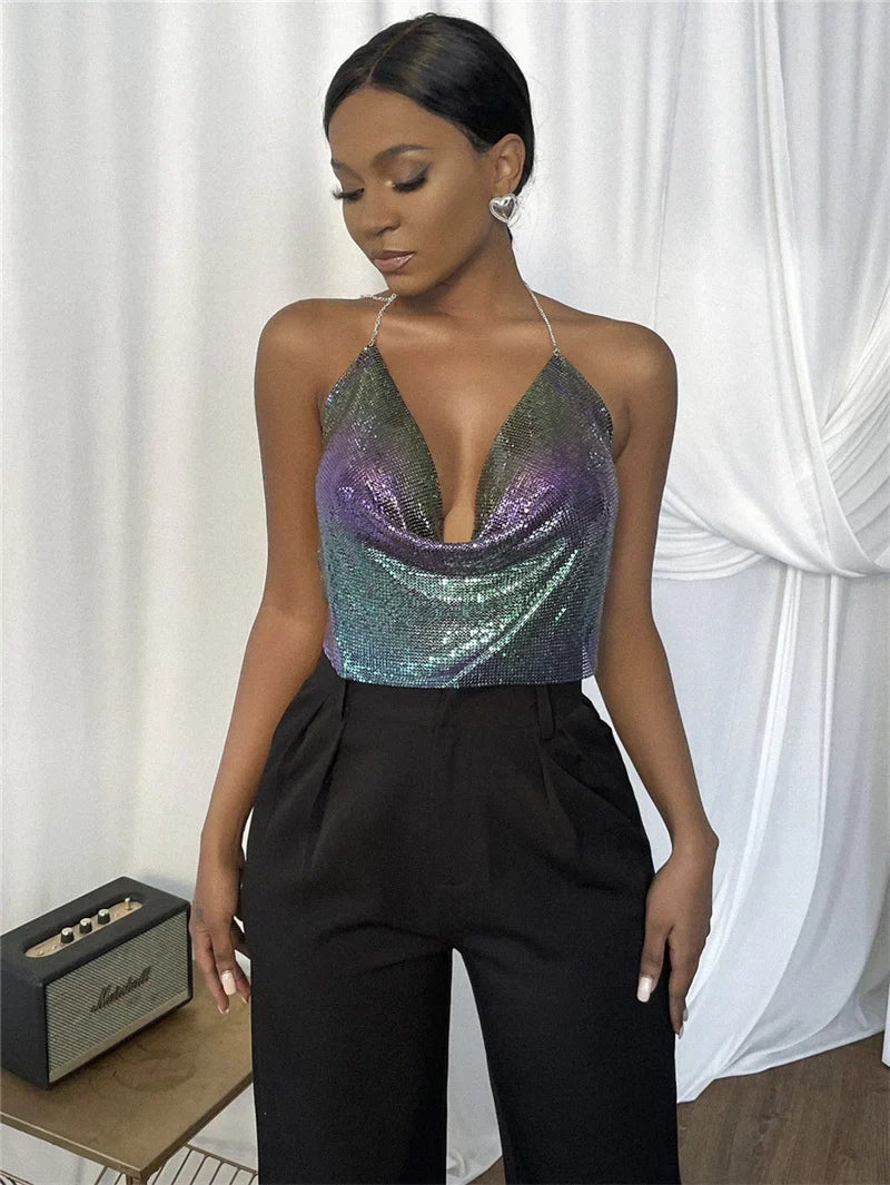 Party Club Rhinestones Gothic Corset Crop Top