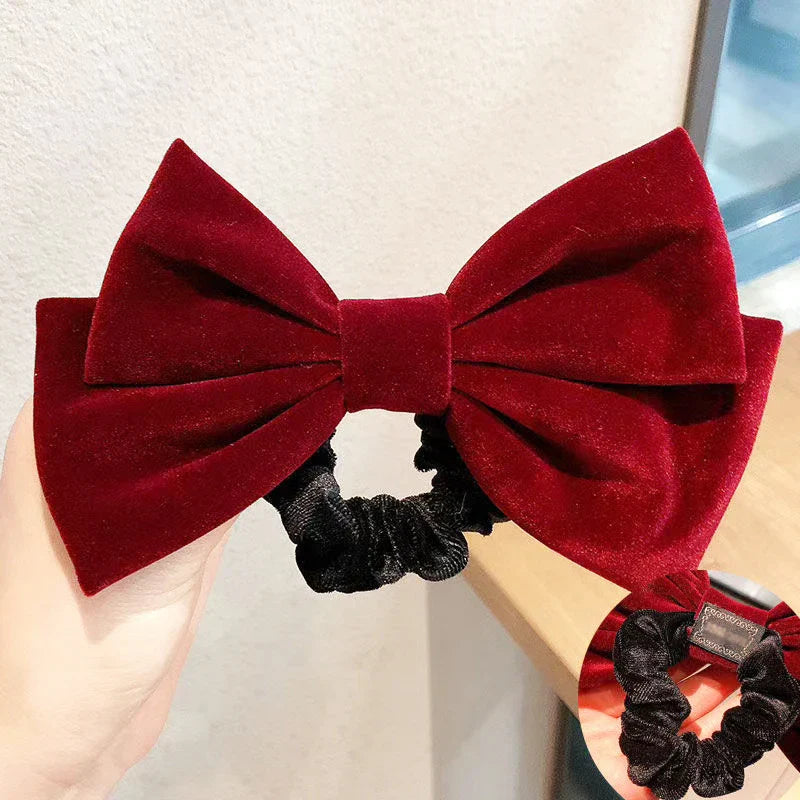 Red Velvet Elegant Fabric Fashion Ponytail Christmas Hair Accessory