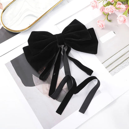 Velvet Temperament Ponytail Black Red Ribbon Christmas Hair Accessory