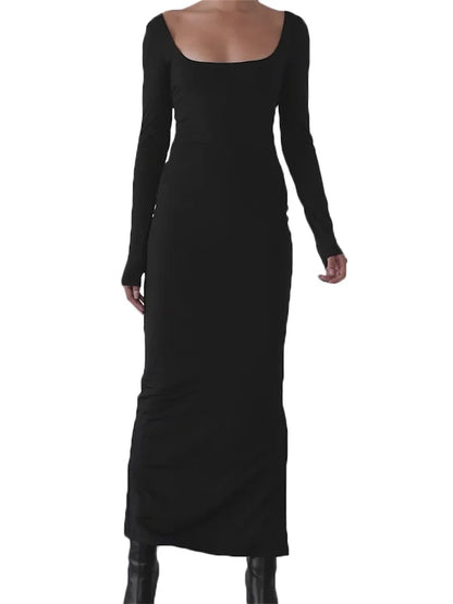 Amy Fashion - Sexy Women Backless Hollow Out Criss-cross Tie-up   Sleeve Black Solid Slim Fit Party  Vestidos