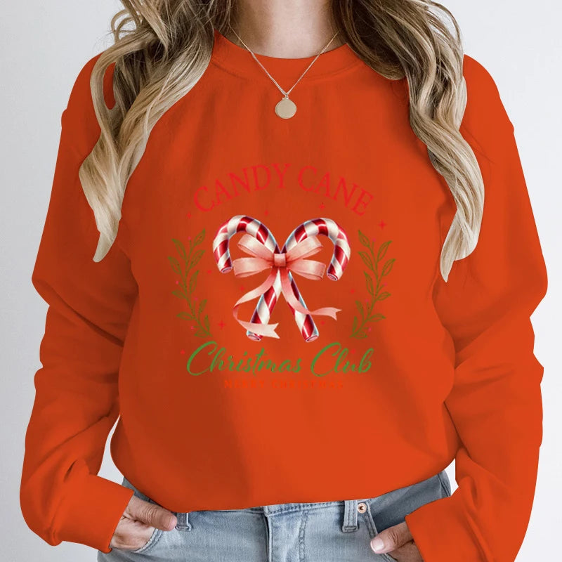 Candy Cane Christmas Club Round Neck Hoodie