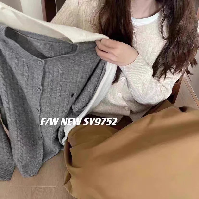 O-Neck Fashion Solid Casual Cashmere Cardigan Sweater