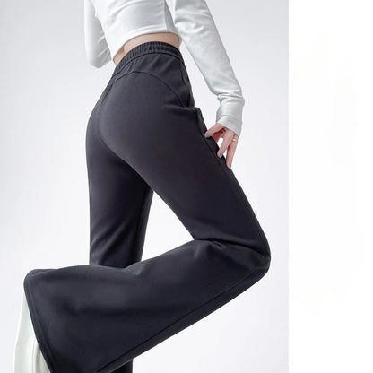 Solid High Waisted Basic Slim Fitness Flared Pants