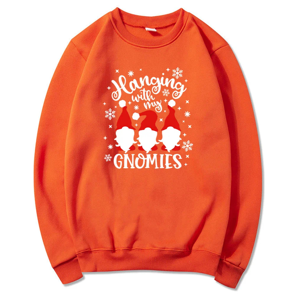 Christmas Gnomes Hanging Funny Santa Graphic Hoodie