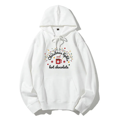 Christmas Lights Hot Chocolate Hoodie - Merry & Bright Festive Family Style