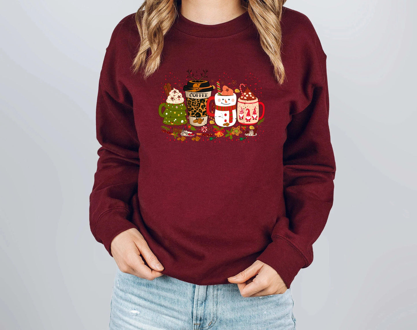 Colored Coffee Party Aesthetic Cotton Jumper Christmas Hoodie