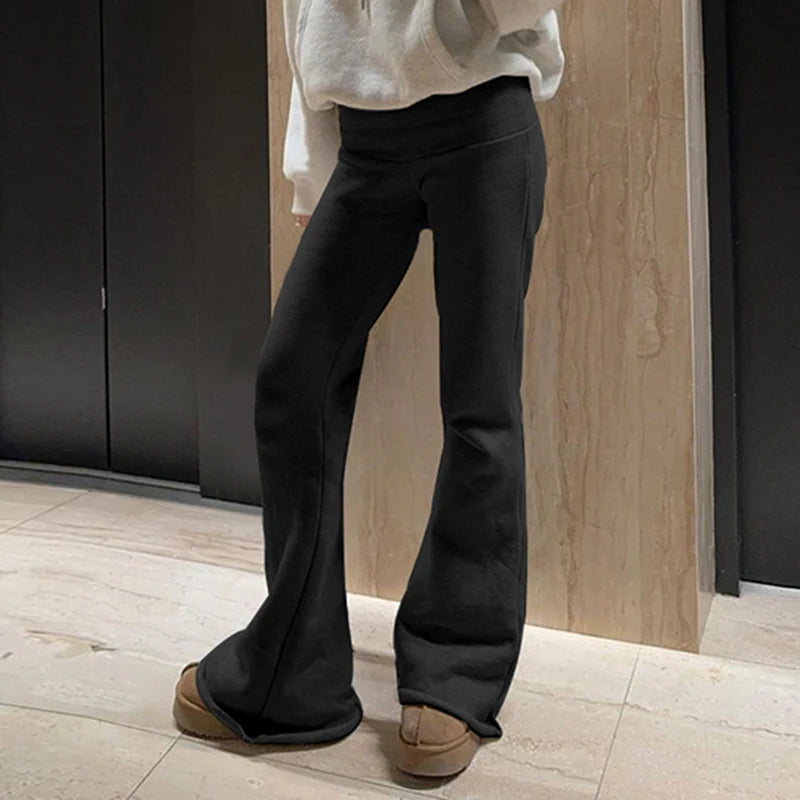 Low Waist Rolled Fashion Skinny Flared Boot Cut Pants