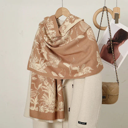 Cashmere Floral Print Winter Blanket Wrap Scarf