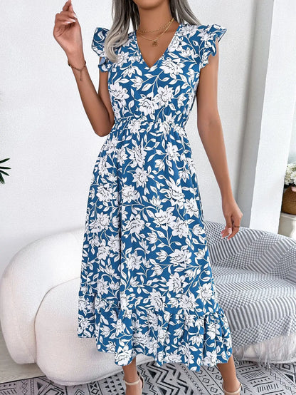 Amy Fashion - Sleeveless V Neck Summer A Line Midi Dress Boho Dress