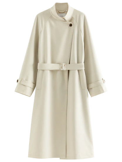 British Style Apricot Mid-length Casual Spring Classic Trench Coat