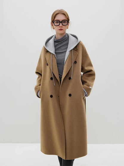 Classic Elegant Floating Long Woolen High-end Double-Breasted New Female Coat