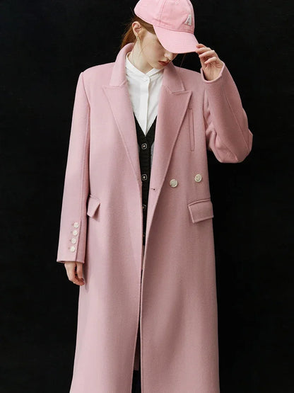 Classic Suit Collar Double-sided Wool Mid-length Office Lady Coat