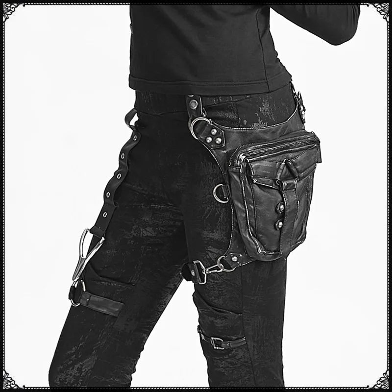 Bag Shoulder Gothic Punk Leather Messenger Retro Thigh Waist Women Steam