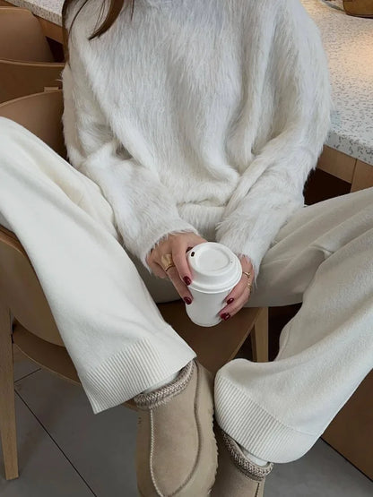 Fashion Loose-fit Long Sleeve O-neck Knitted Pullovers Female Autumn Casual Stylish Cozy Sweater